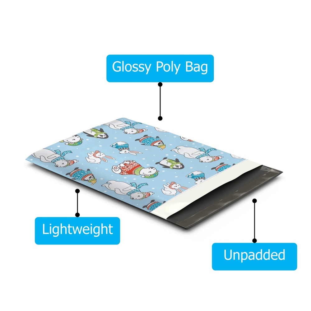 Christmas Winter Animals Poly Mailers 10x13 Pack of 25 - Picture 4 of 10